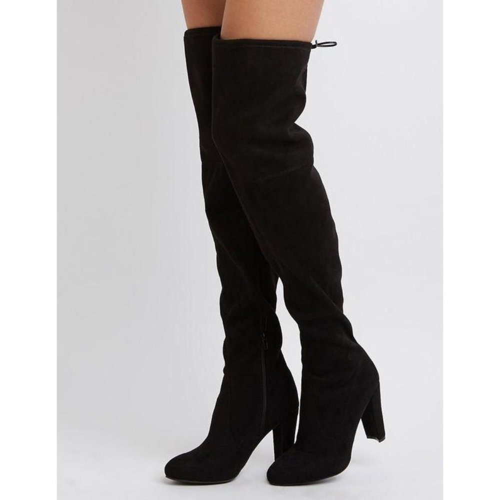 Charlotte Russe Black Over the Knee Heeled Boots 6